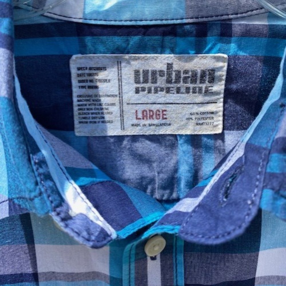 Boys Blue Plaid Button Shirt - Picture 5 of 6